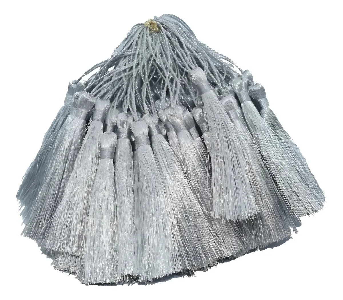 100 Franja Pingente Tassel Seda 8cm Prata Dourado