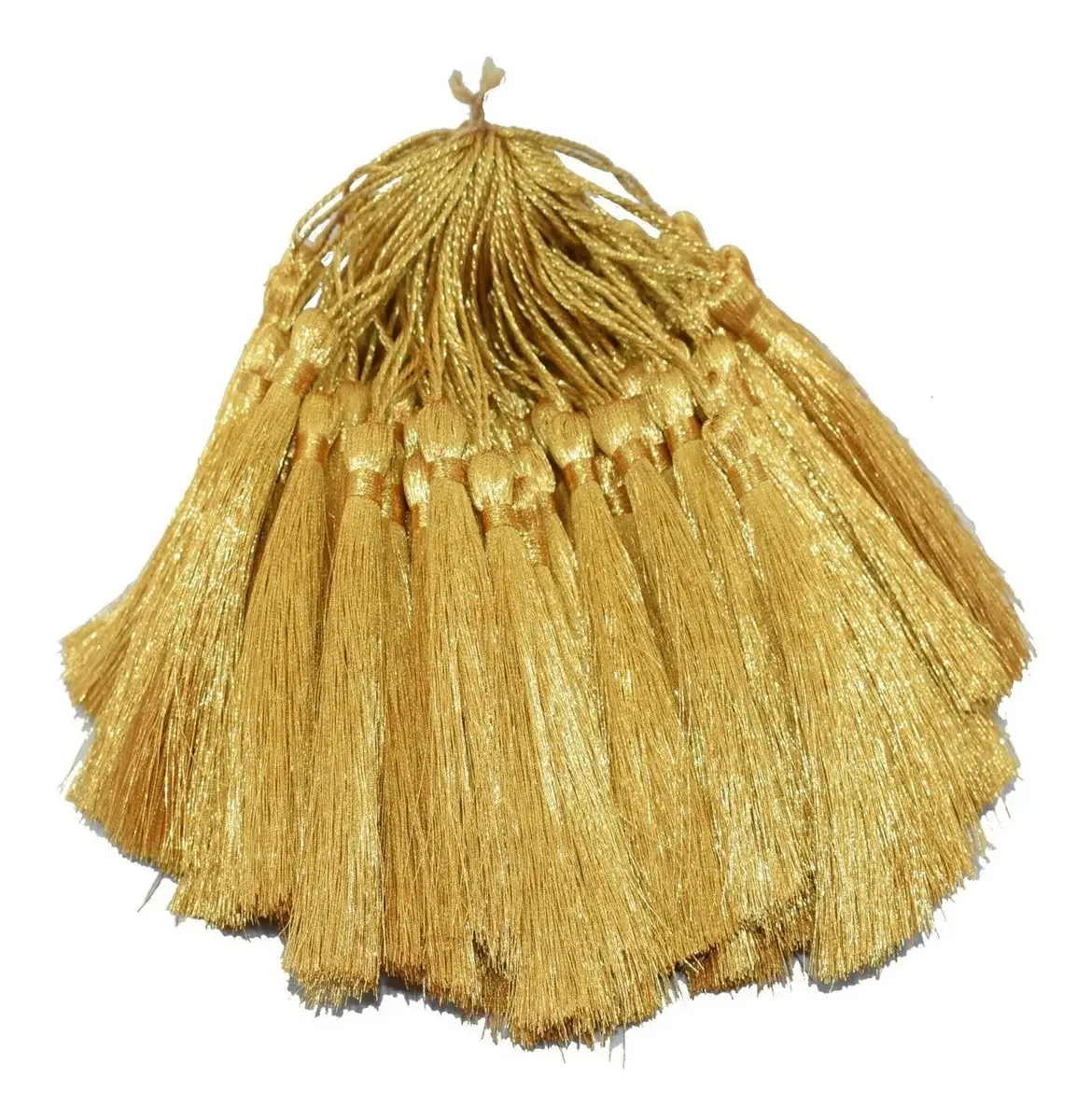 100 Franja Pingente Tassel Seda 8cm Prata Dourado