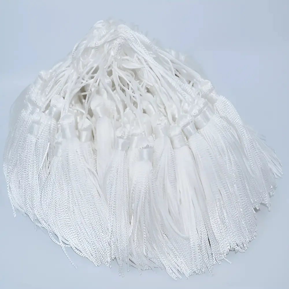 Franjas De Seda Pingente Tassel Marsala 25 Unidades Cor Branco