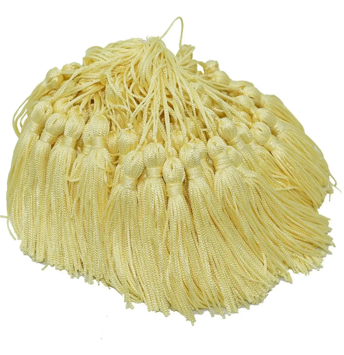 Franjas De Seda Pingentes Tassel Verde Limão 25 Unidades Cor Amarelo