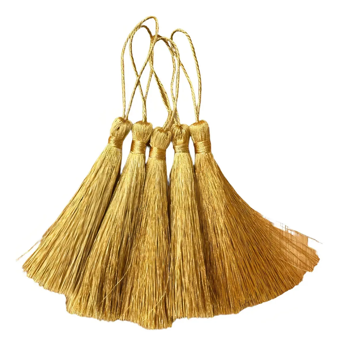 Franjas De Seda Pingentes Tassel Verde Limão 25 Unidades Cor Dourado