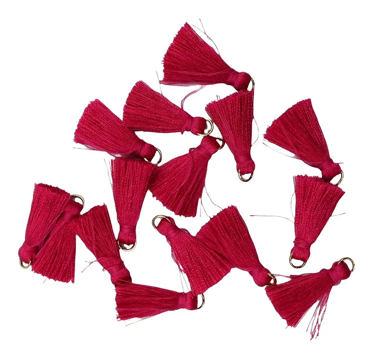 Franja Tassel Poliéster NVK Rosa 10 Unidades com Pompons para Artesanato