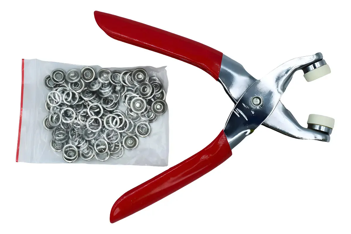 Kit Alicate Pregar Botão Pressão Metal N 35 Tic Tac + Botões