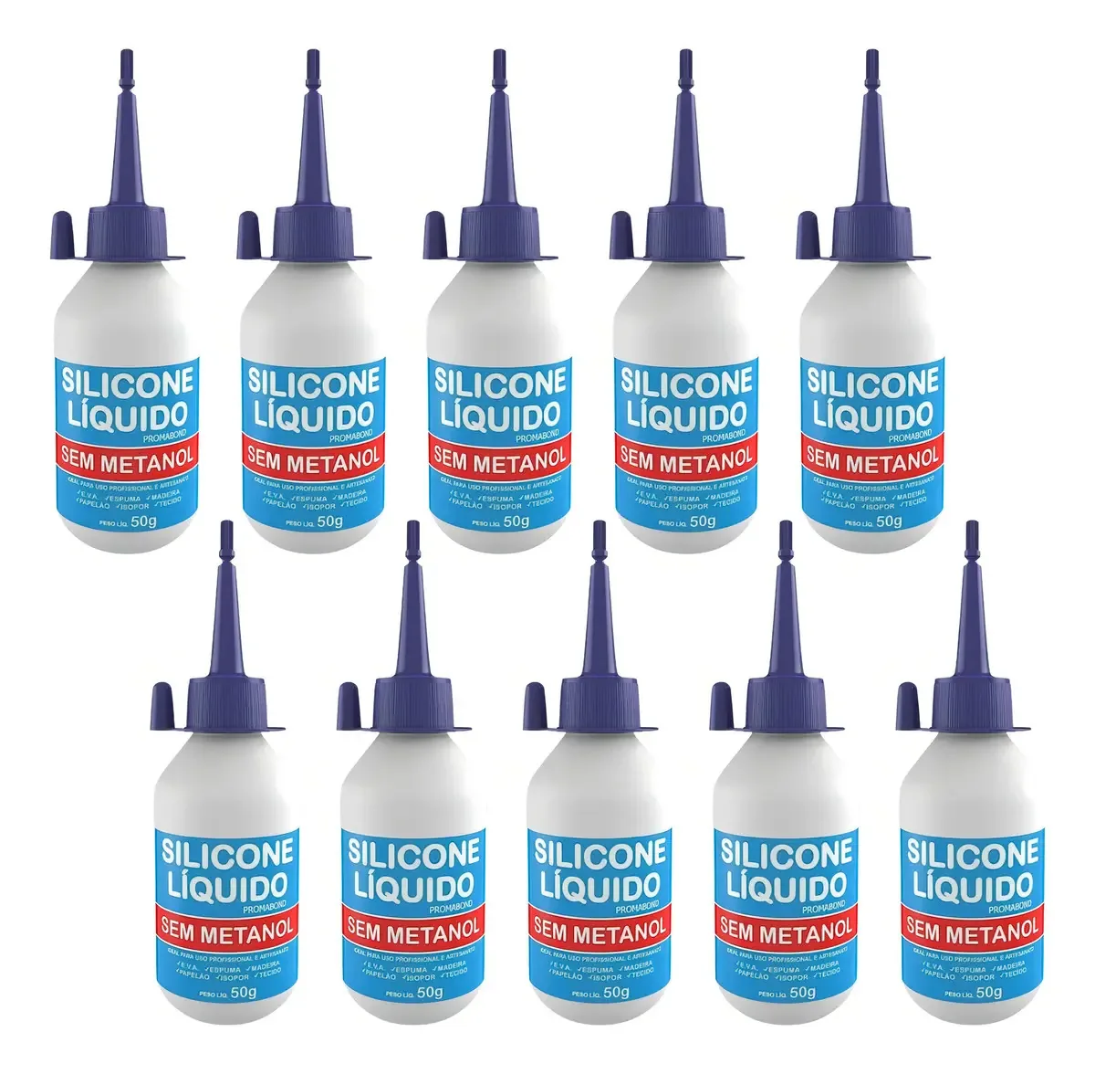 Cola Transparente E-NVK para Artesanato em Silicone Líquido 10x50g