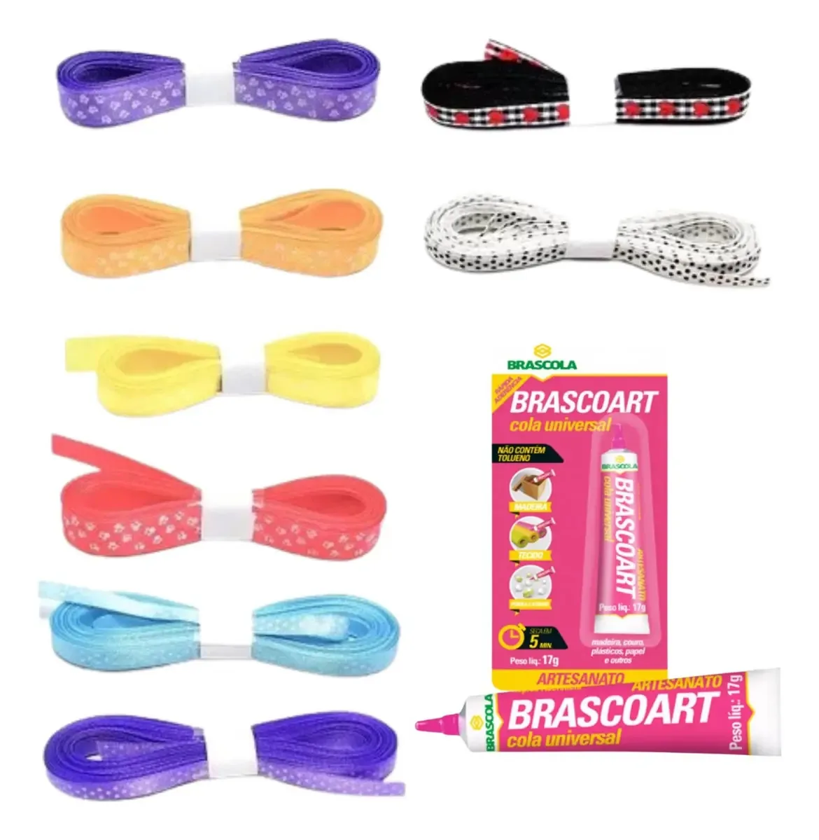 Fitas De Cetim Artesanato Kit Tiaras 80 Metros Cor Cores Liso