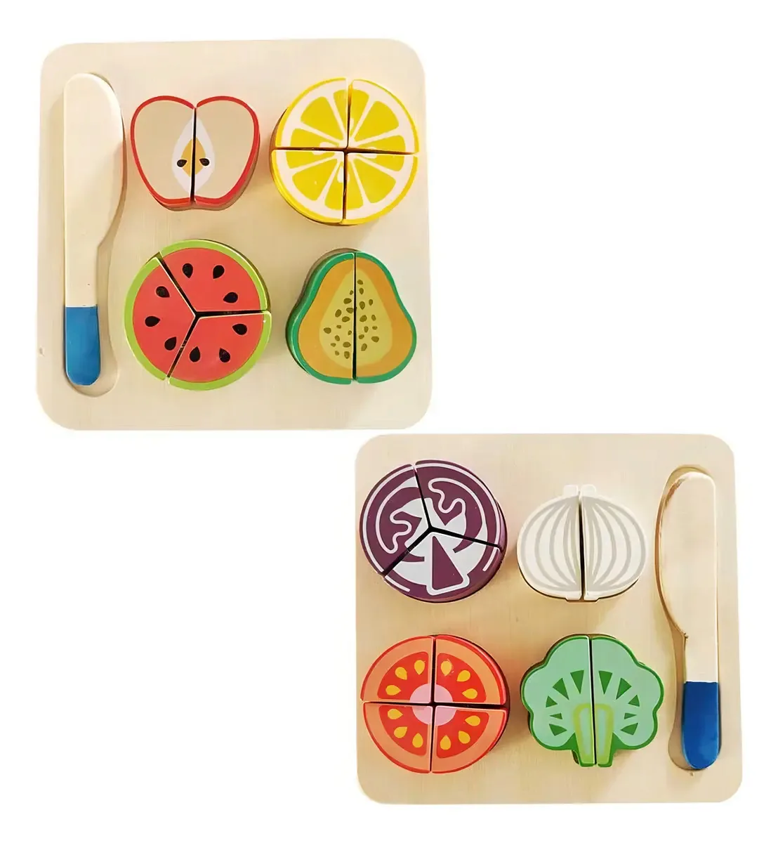 Brinquedo Didático Comida De Madeira Velcro Frutas Legumes