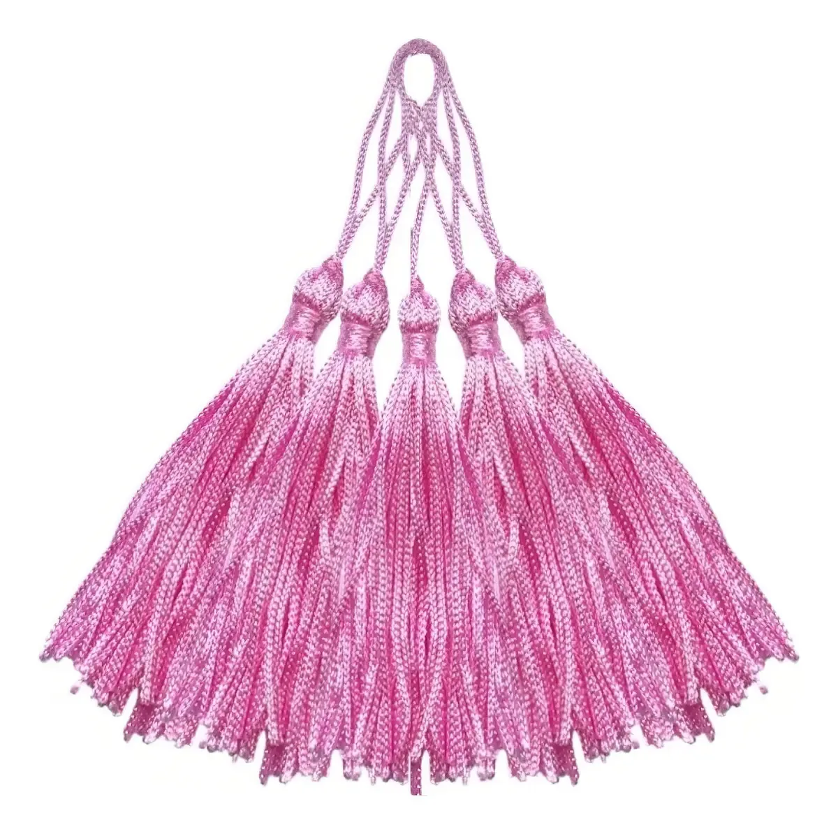Franja Tassel Poliéster Rosa E-NVK 12cm com Pompons Para Artesanato