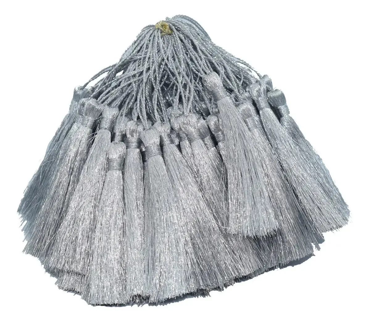 Franjas De Seda Pingentes Tassel Branca 25 Unidades Cor Prata
