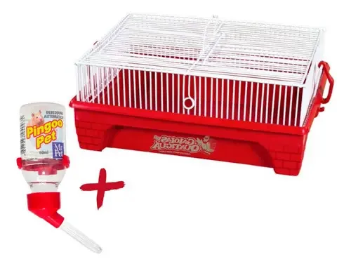 Gaiola Criadeira Para Topolino Com Bebedouro - Vermelho