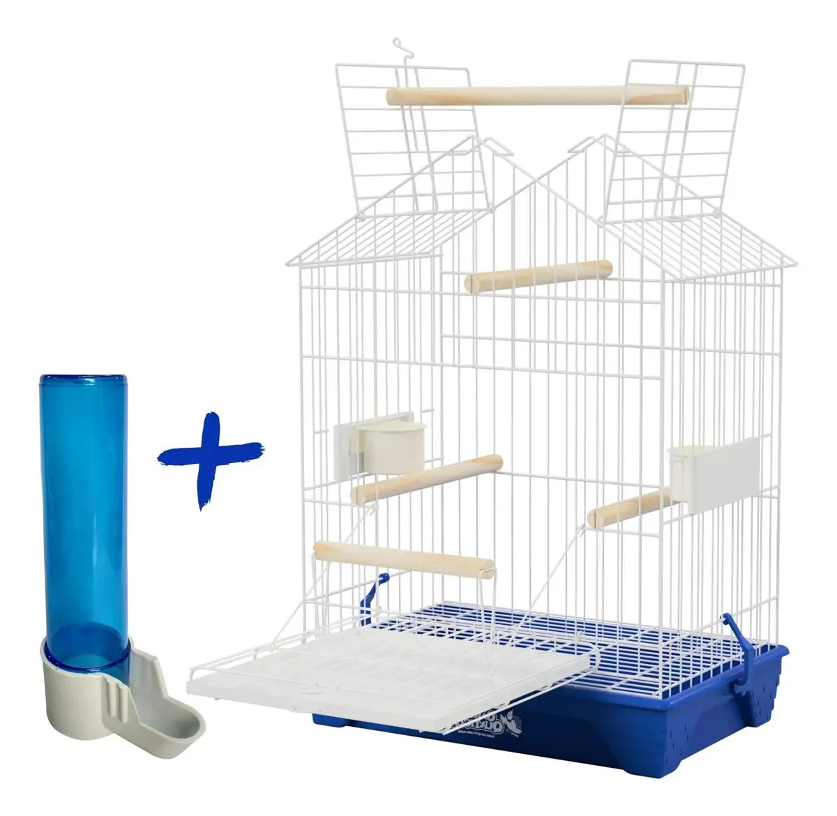 Gaiola Capela Calopsita Aves Mansas Com Bebedouro - Azul