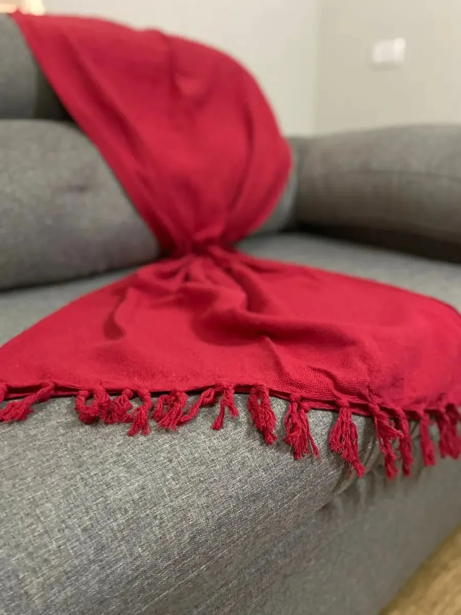 Manta Para Sofa Algodão Lisa Marrom 1,40x2,30 Cor Vermelho