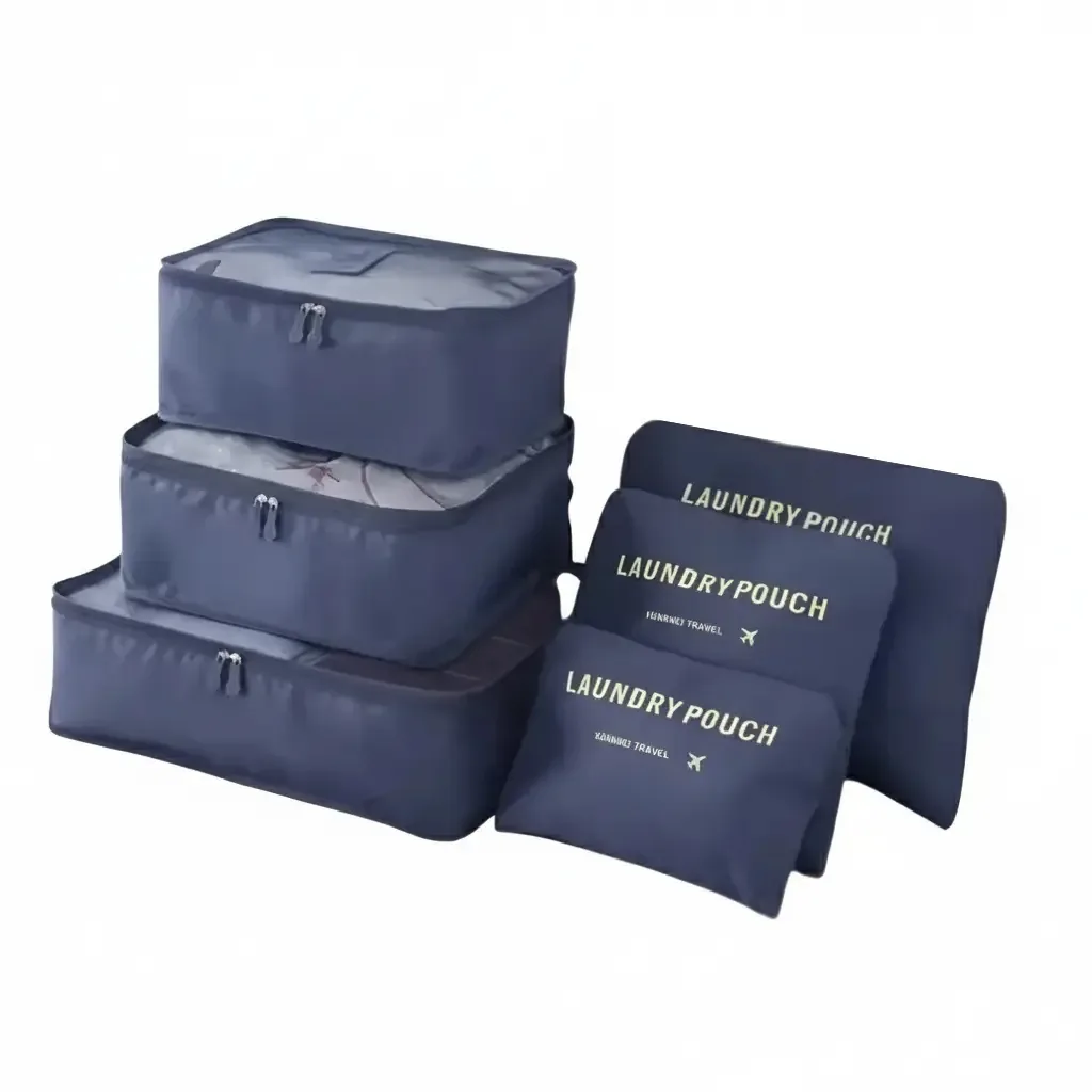 Conjunto organizador de bagagem Proline Blue X6 | Sacos de armazenamento de viagem impermeáveis e que economizam espaço para roupas e sapatos