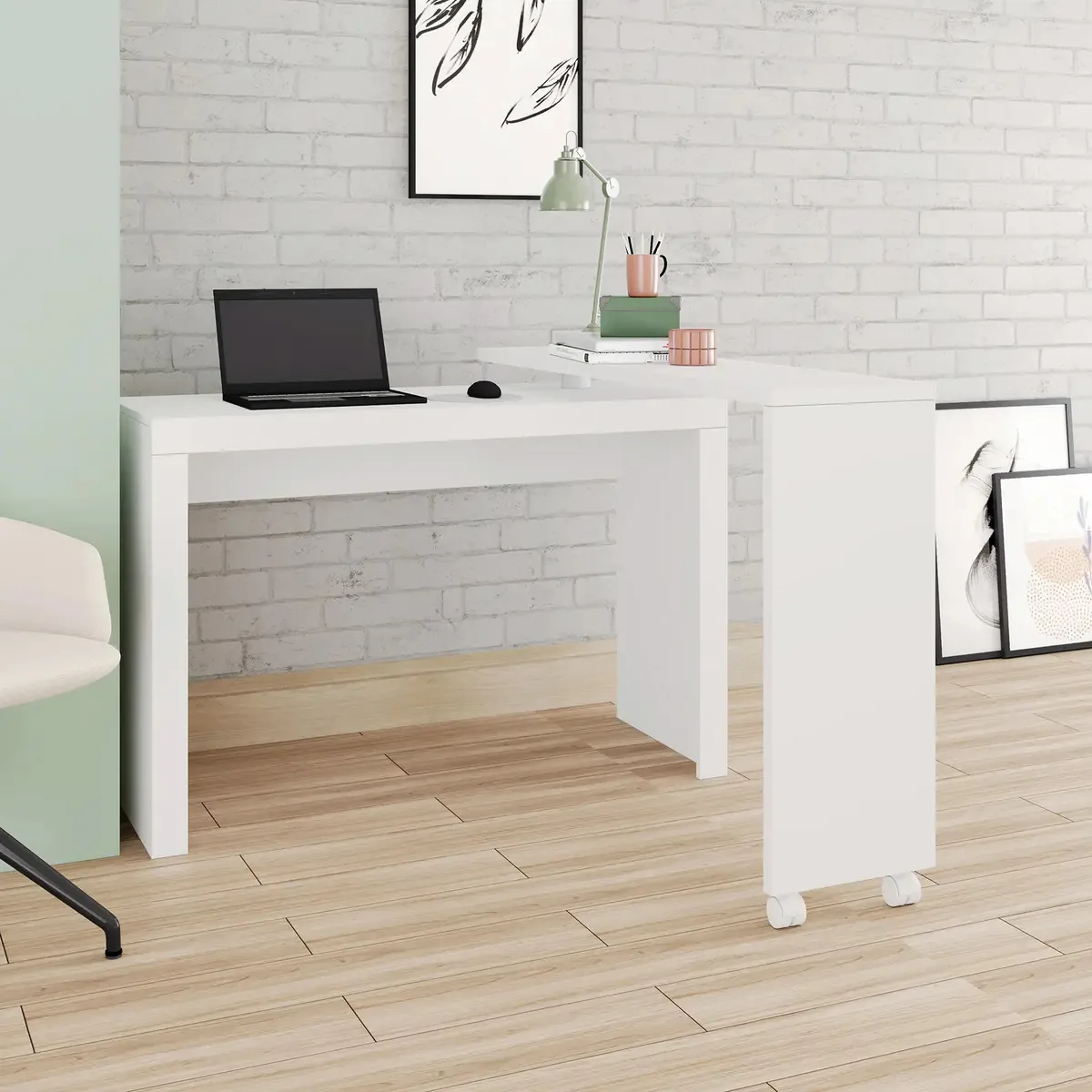 Mesa expansível branca L 81x120x46cm
