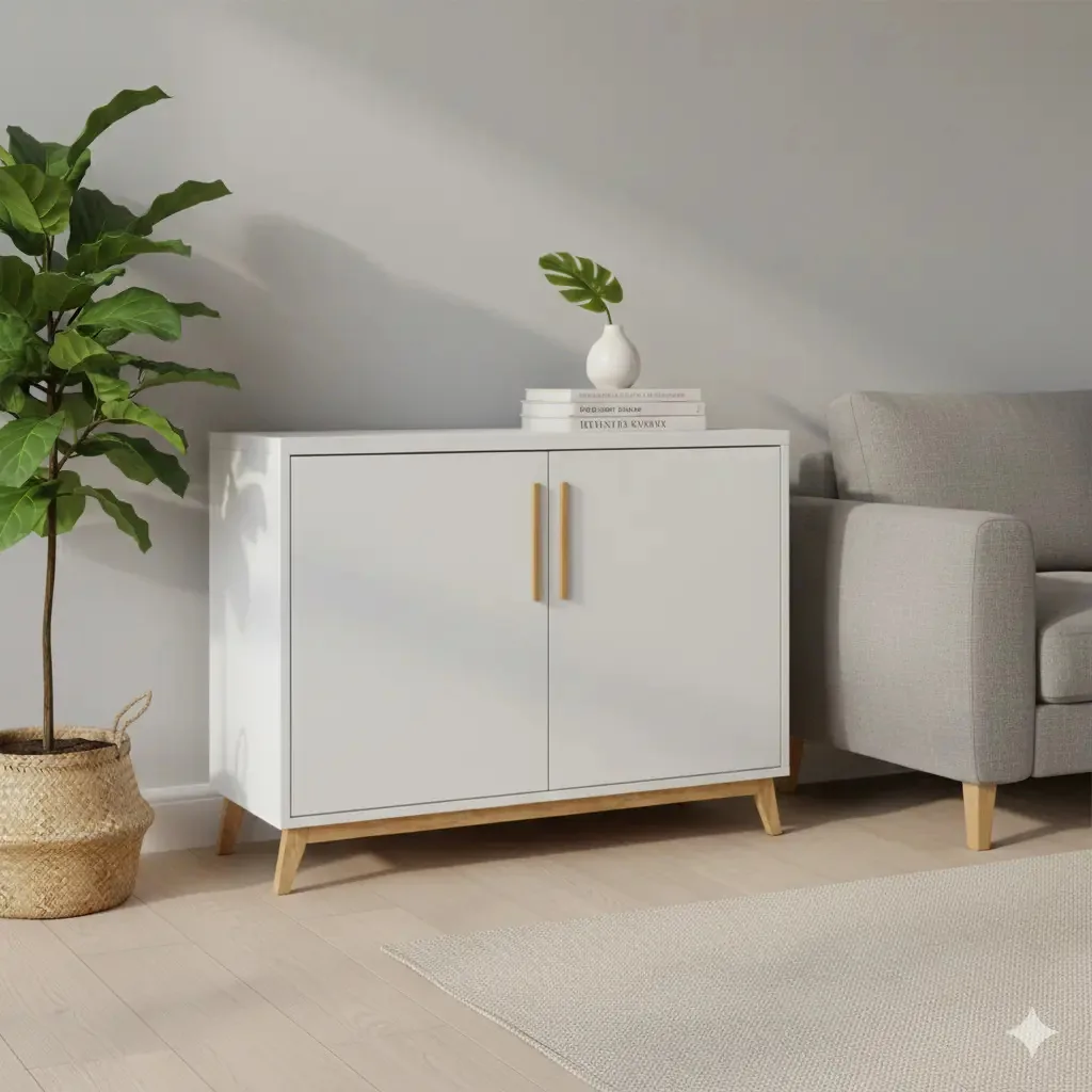 Cômoda com 2 portas brancas 67,5x90x35 cm