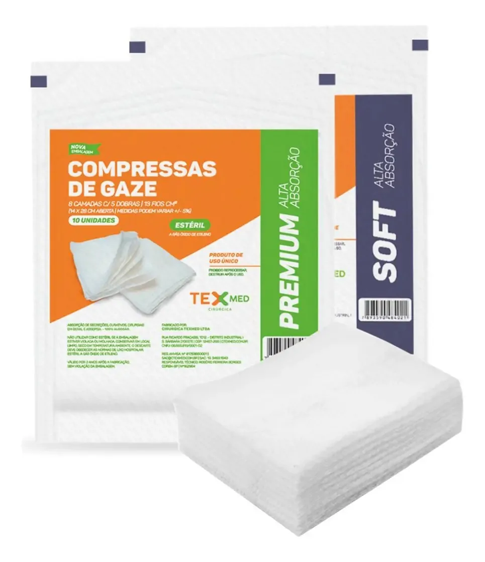 Compressa Gaze Estéril 11 Fios 50 Envelopes - 500 Unid