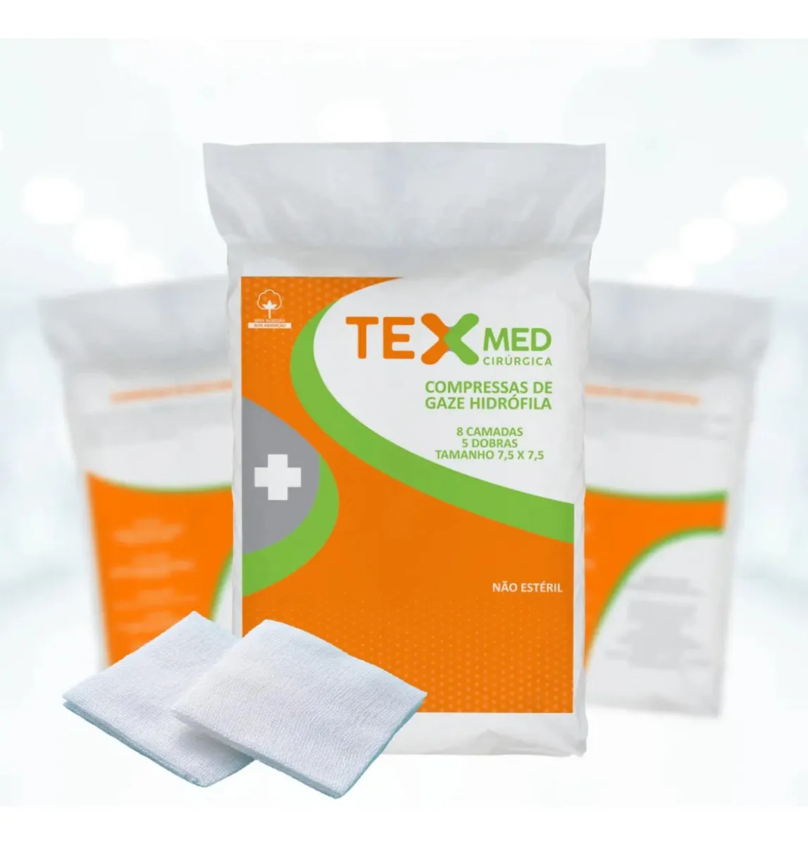 Compressa De Gaze Texmed 13 Fios 7,5x7,5cm 500 Unidades