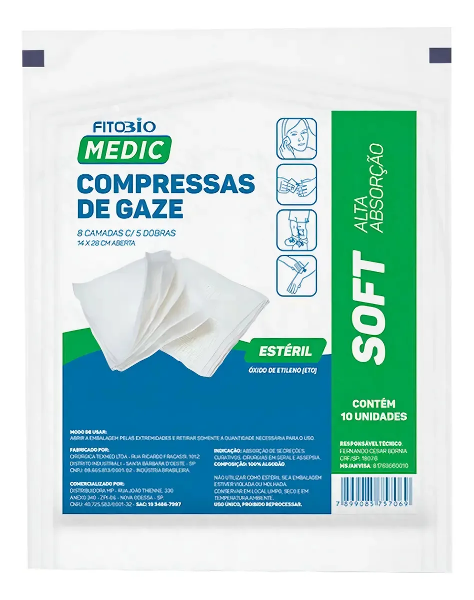 Compressa De Gaze Estéril Texmed 11 Fios 300 Unidades