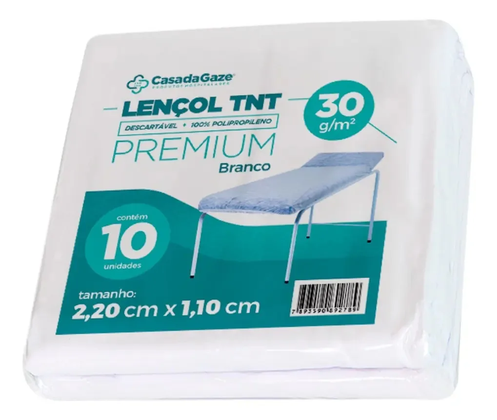 10 Lençol Descartável Elastico 2,20x1,10 Maca Hospitalar 30g
