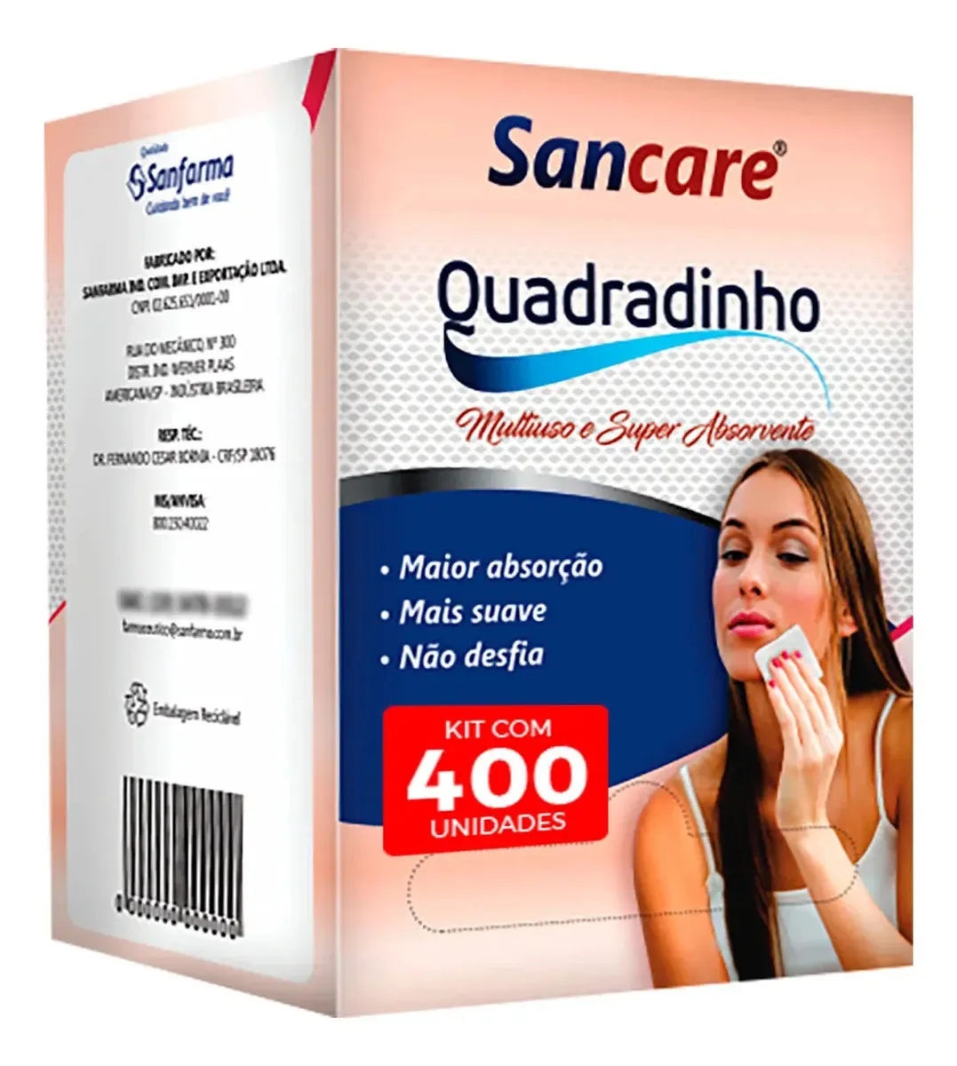 Compressa Não Aderente Quadradinho Sancare Não 400 Unidades