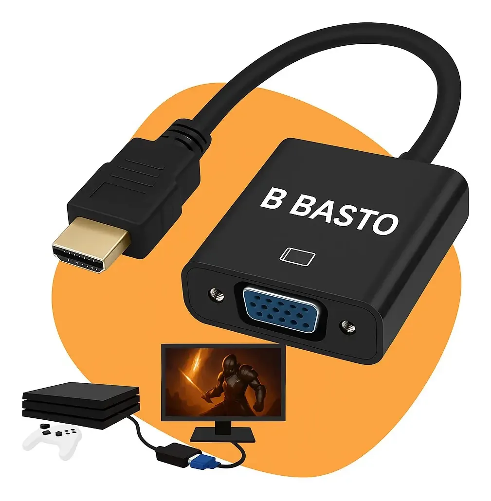 Cabo Adaptador Hdmi Para Vga E Tv Pc Xbox360 Notebook Projetor Audio E Video B Basto