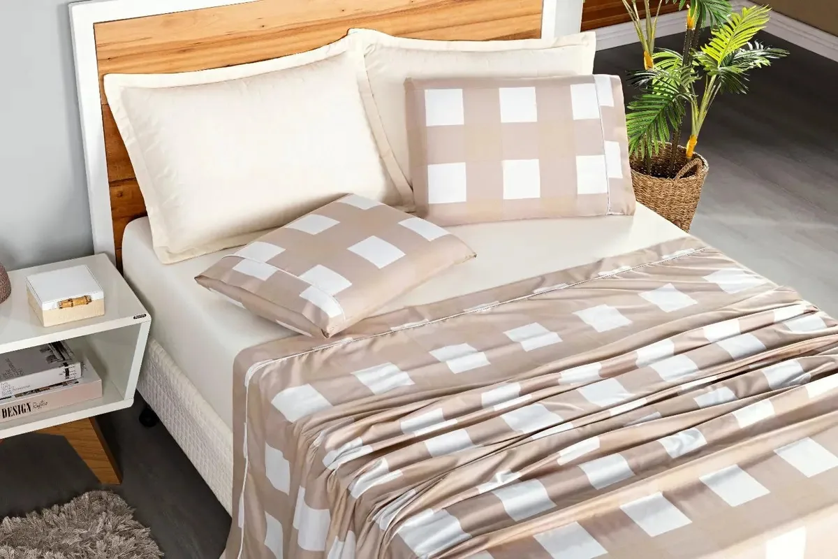 Jogo Cama Solteiro Dolce Vita Micro Percal 200 Fios Toque