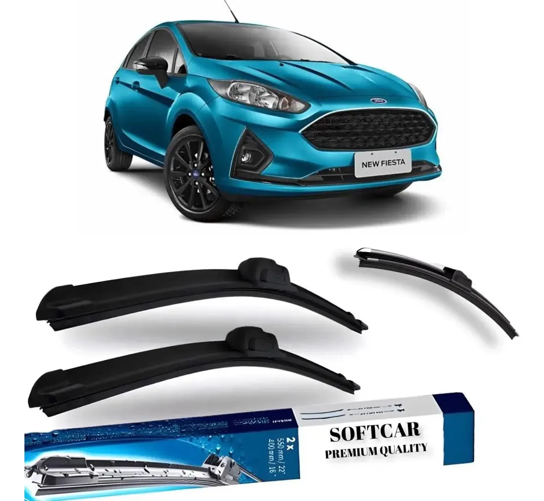 Palheta Limpador Parabrisas New Fiesta 2012 A 2019 Cor Preto