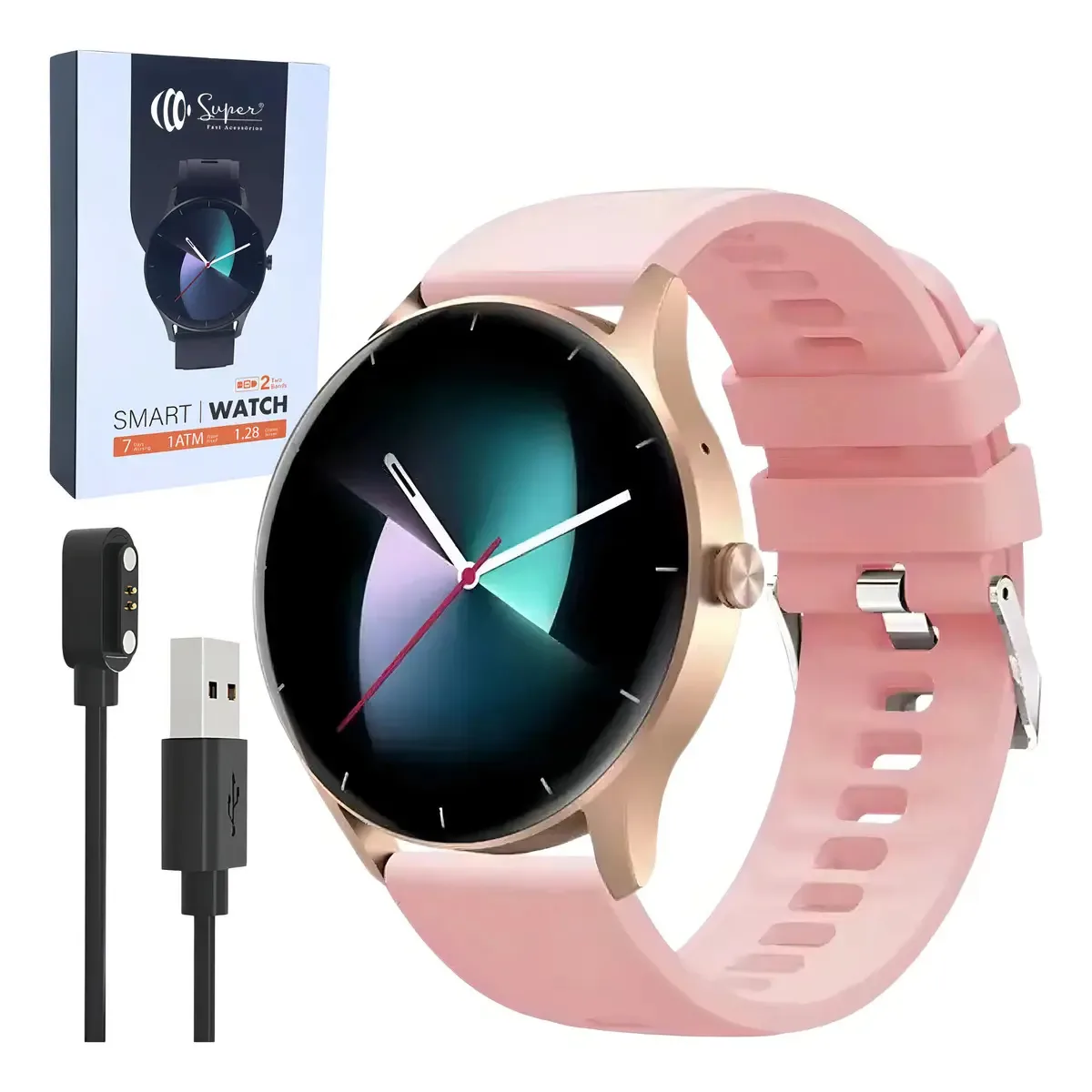 Smartwatch Relógio Inteligente À Prova D'água Com 2 Pulseiras Inclusas Tela 1.28 Smartwatch Zw02 Da Super Fast Acessórios É Ideal Para Quem Busca Tecnologia E Praticidade No Dia A Dia.