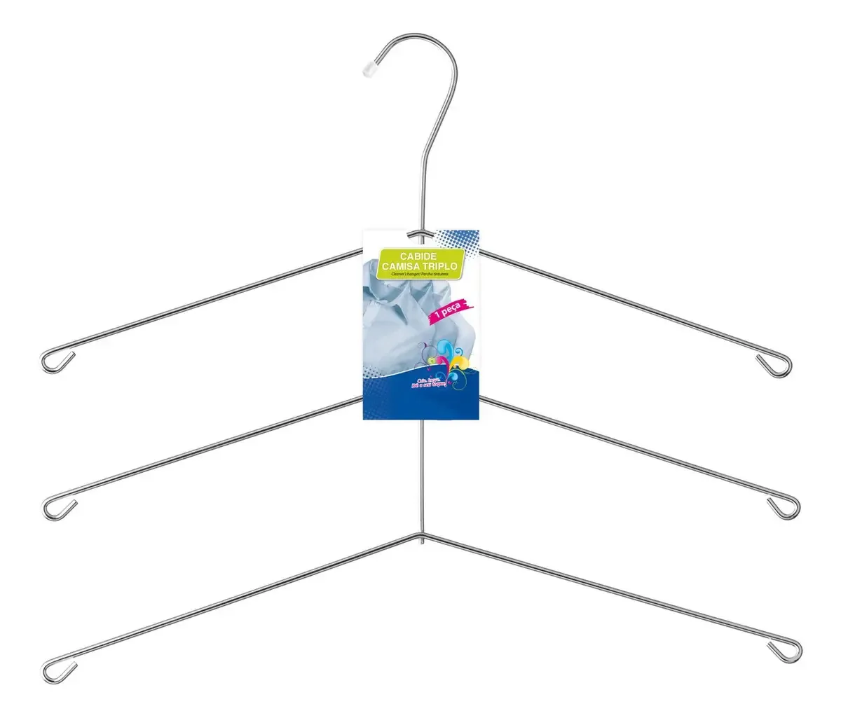 Kit 30 Cabides Para Camisetas Com 3 Seções Cabides Cromados