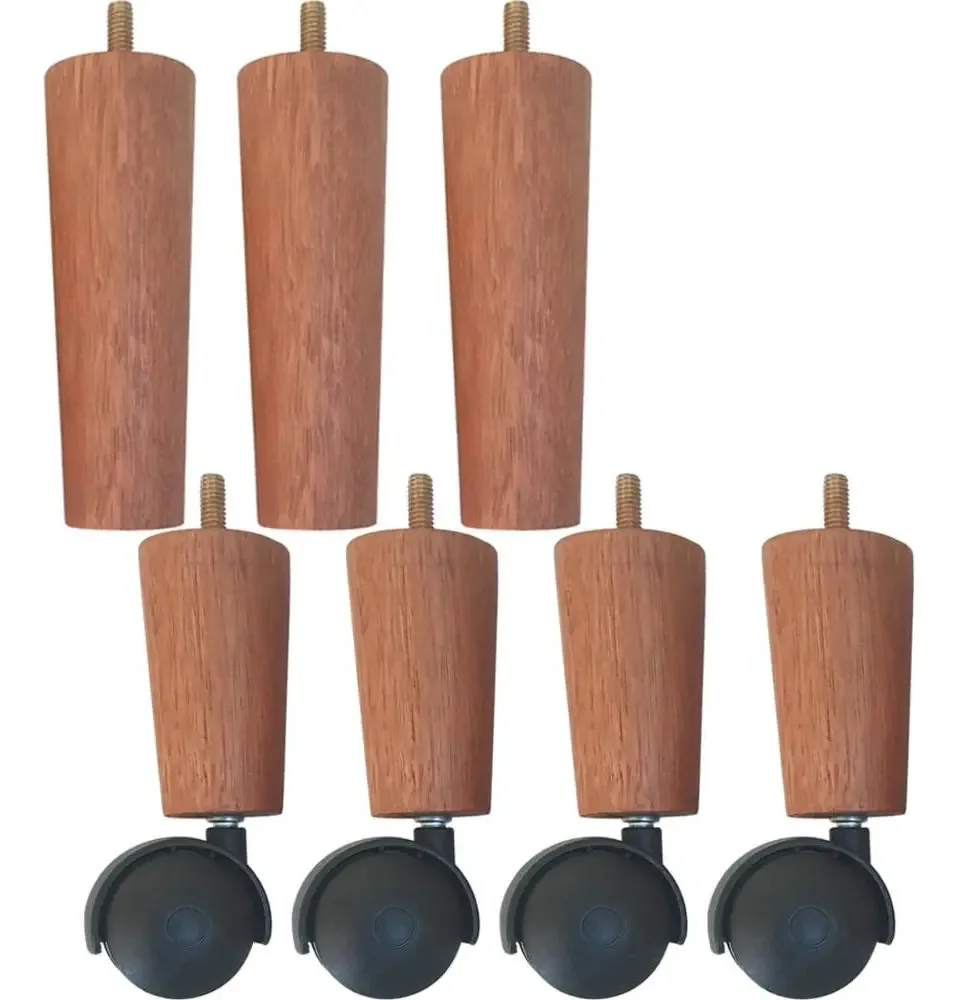 Conjunto 7 Pés De Cama Box Com 3 Pés Fixos E 4 Pés Com Rodíz
