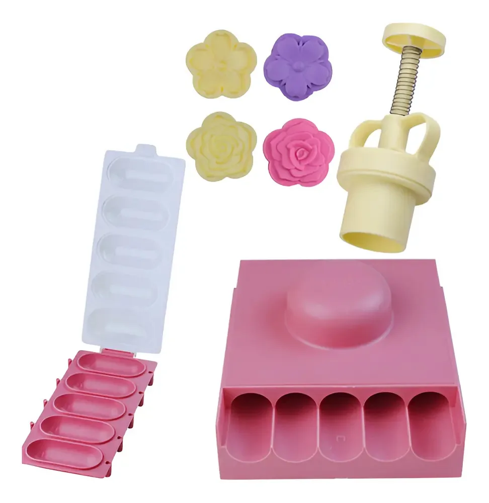 Injetor Blue Star Para Brigadeiro+ Chocalho+ Placa Boleadora Cor Rosa e Amarelo