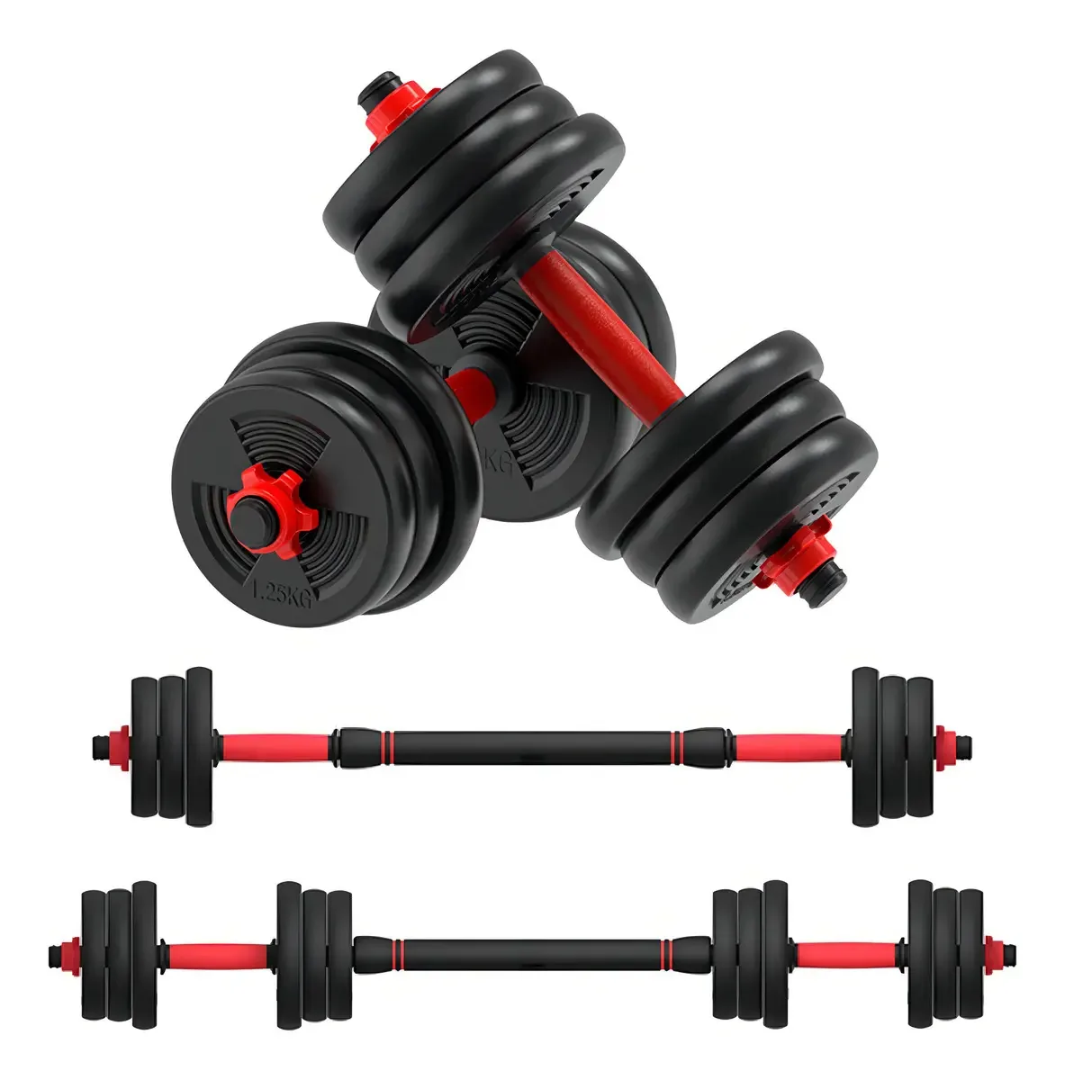 Kit Halteres Ajustável Occy 25kg Barra e Anilhas para Academia
