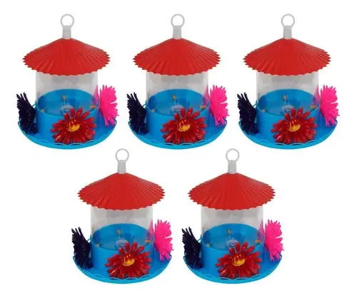 Kit Com 5 Bebedouros Grande Beija Flor Chapéu 750ml