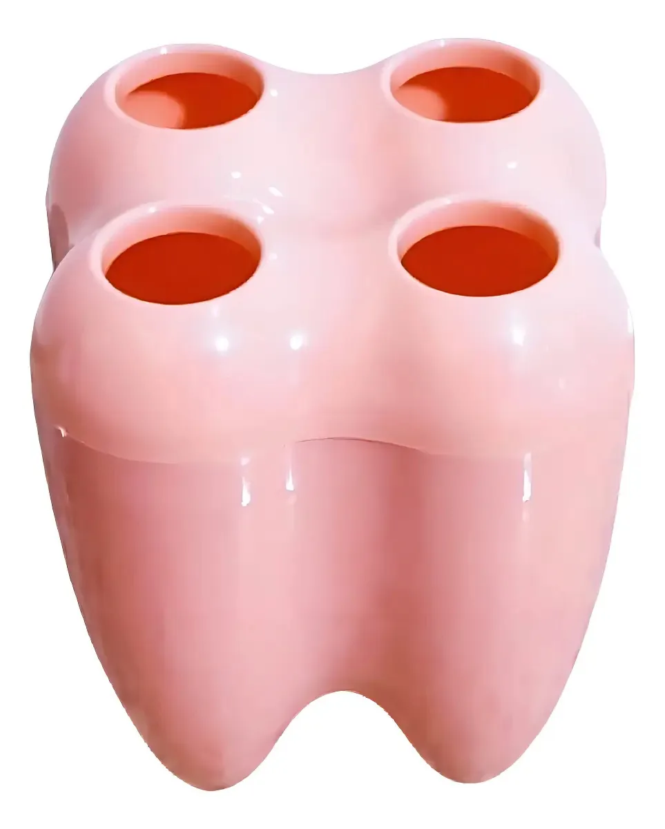 Porta-Escova de Dentes Banheiro Isanog Plástico Rosa Capacidade 4 Escovas
