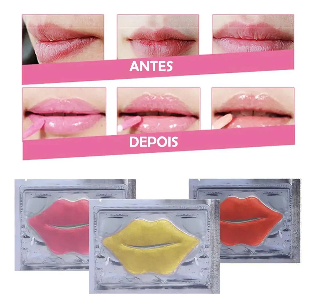 Kit 10 Mascaras Colágeno Hidratante Para Lábios Boca Tipo De Pele Todas