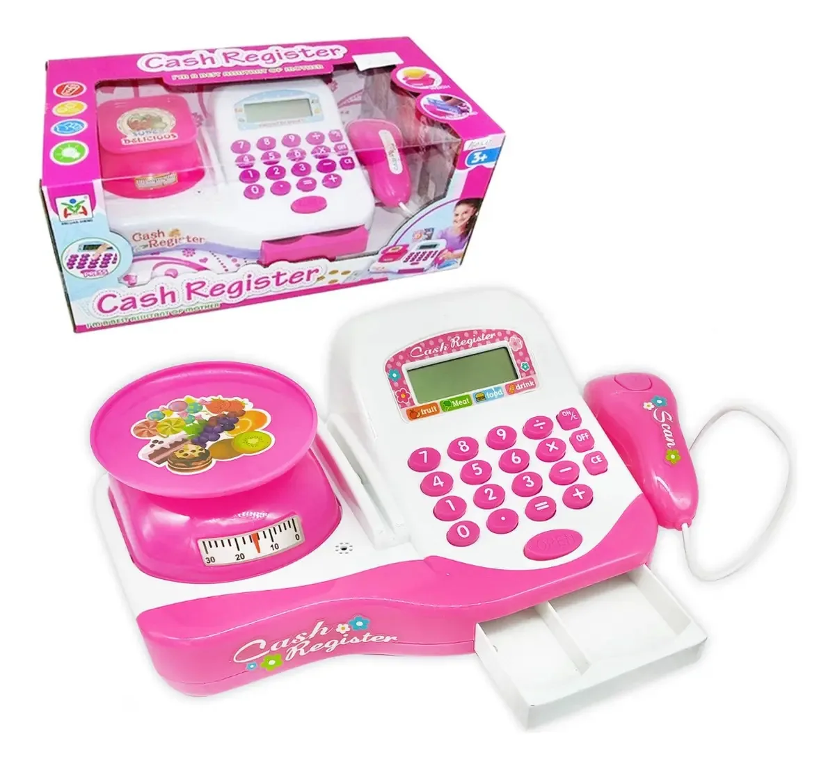 Caixa registradora de brinquedo rosa HYL 11182