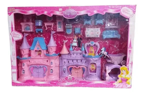 Princess Castle com acessórios com luz e som rosa