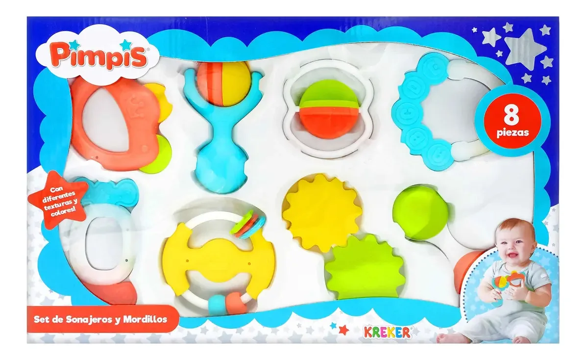 Conjunto de chocalhos e pedaços de 8 peças, para bebês - 11810