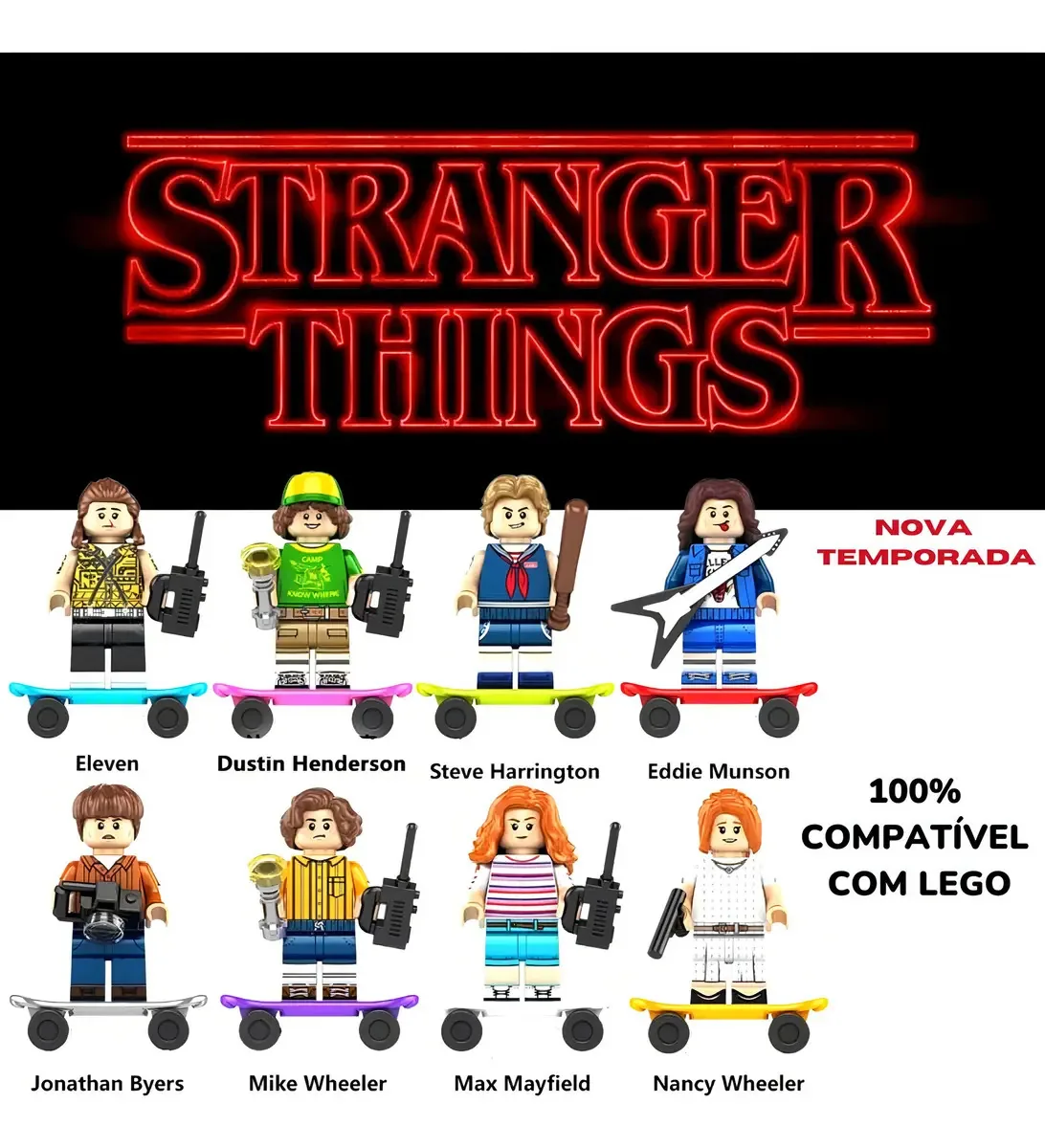 Stranger Things 4 Temp Melhor Kit 8 Bonecos Blocos Letsgo