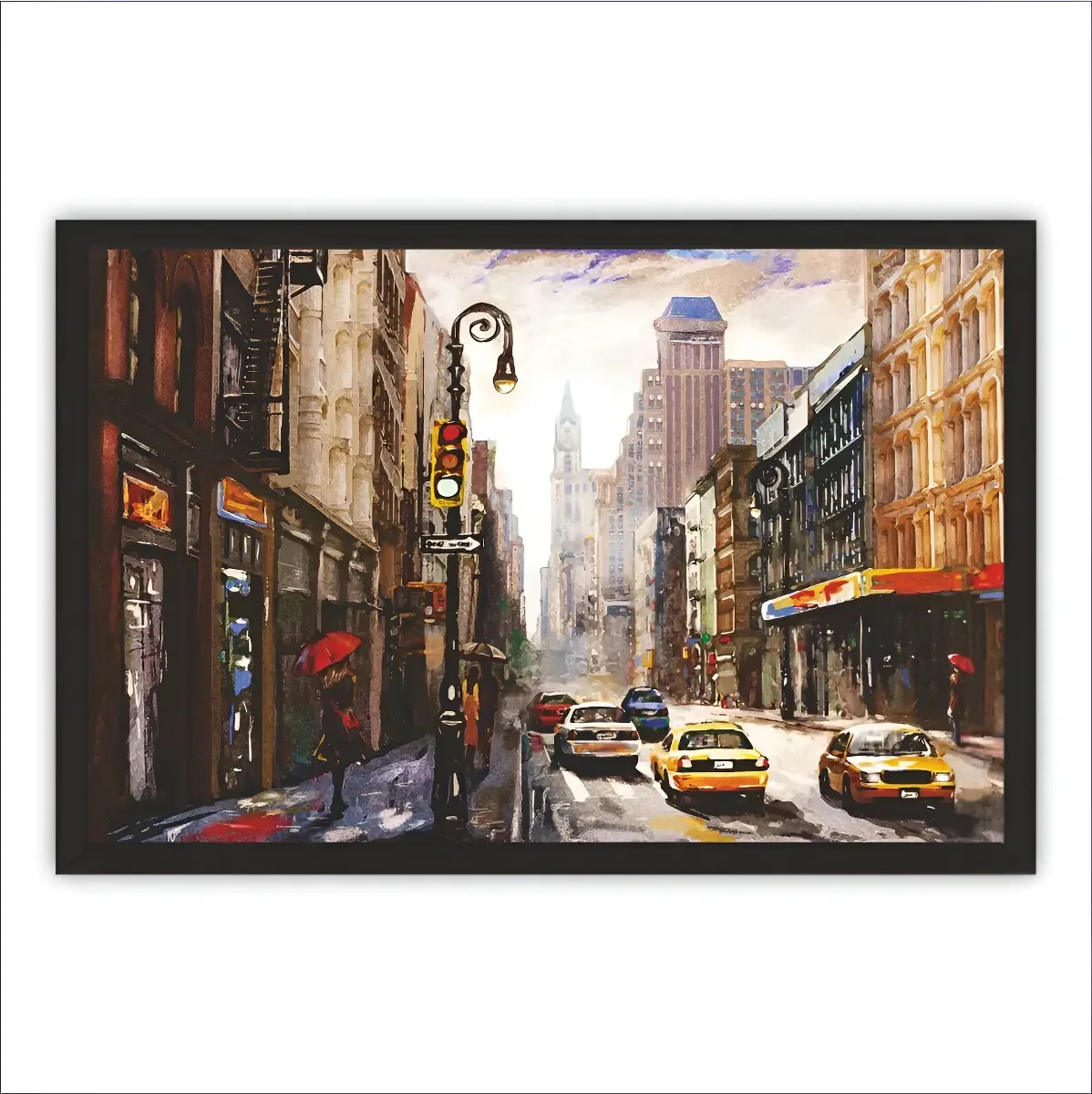 Quadro Decorativo Essencial Decor Quadro Decorativo Moldura De Madeira 60x40 Pintura Nova York Quadro Decorativo Moldura De Madeira 60x40 Pintura Nova York - Madeira