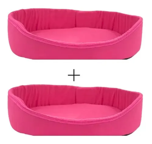 Kit 2 Camas Caminha Europa Cachorro Pet Anti Friagem Grande Cor Rosa E Rosa