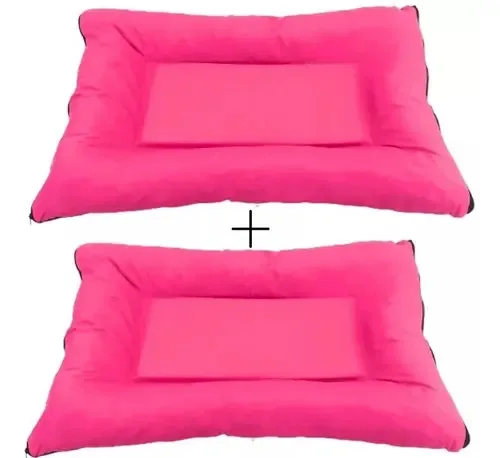 Kit 02 Camas Futon Cachorro Colchonete Colchão Extra Grande Cor Rosa E Rosa