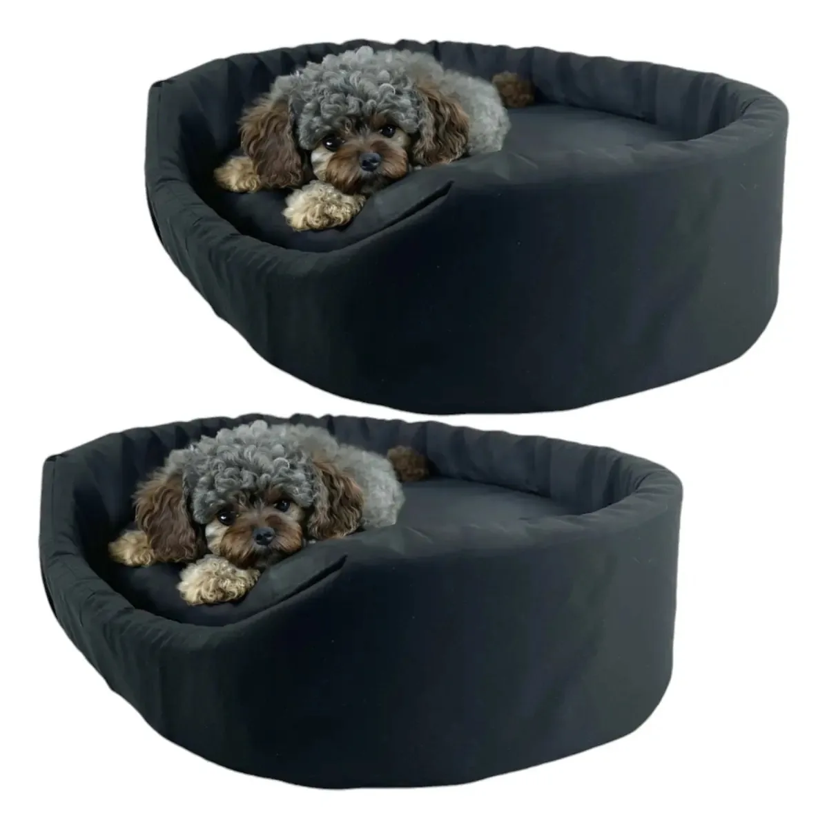 Kit 2 Camas Caminha Europa Cachorro Pet Anti Friagem Pequeno Cor Preto E Preto Desenho Liso