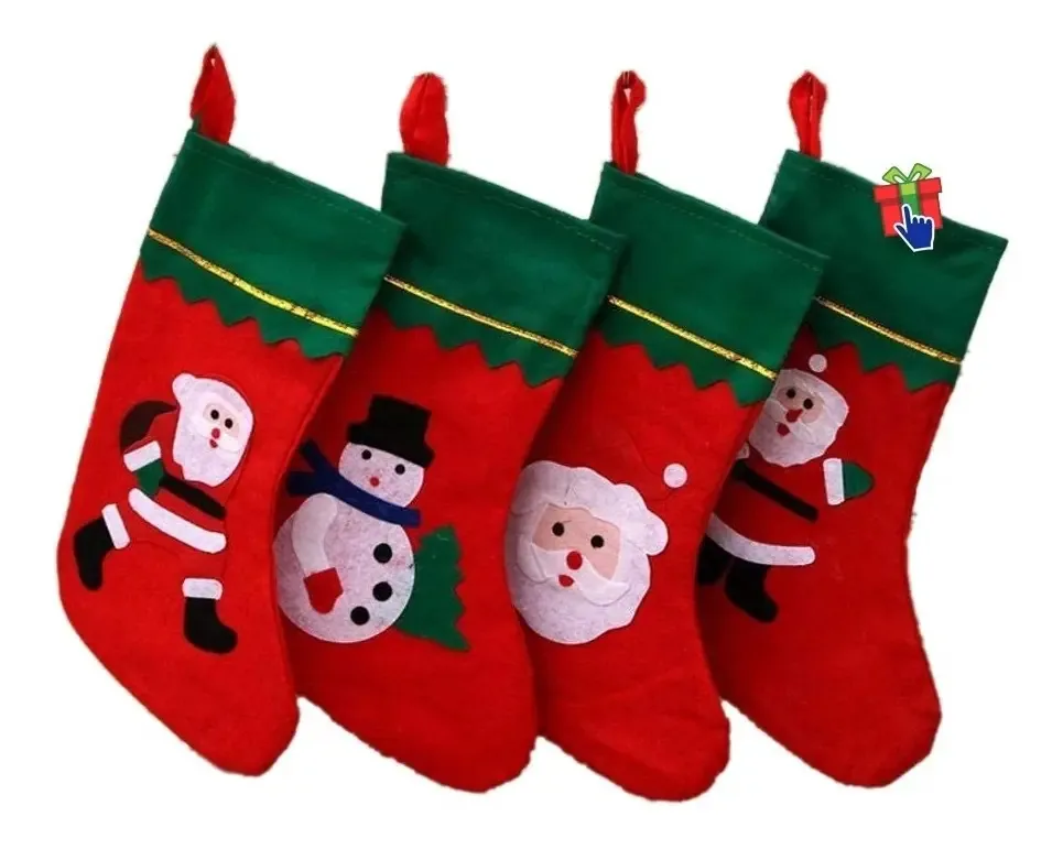 Conjunto de 12 botas de Natal grandes, meias penduradas nas cores de Natal vermelha e verde