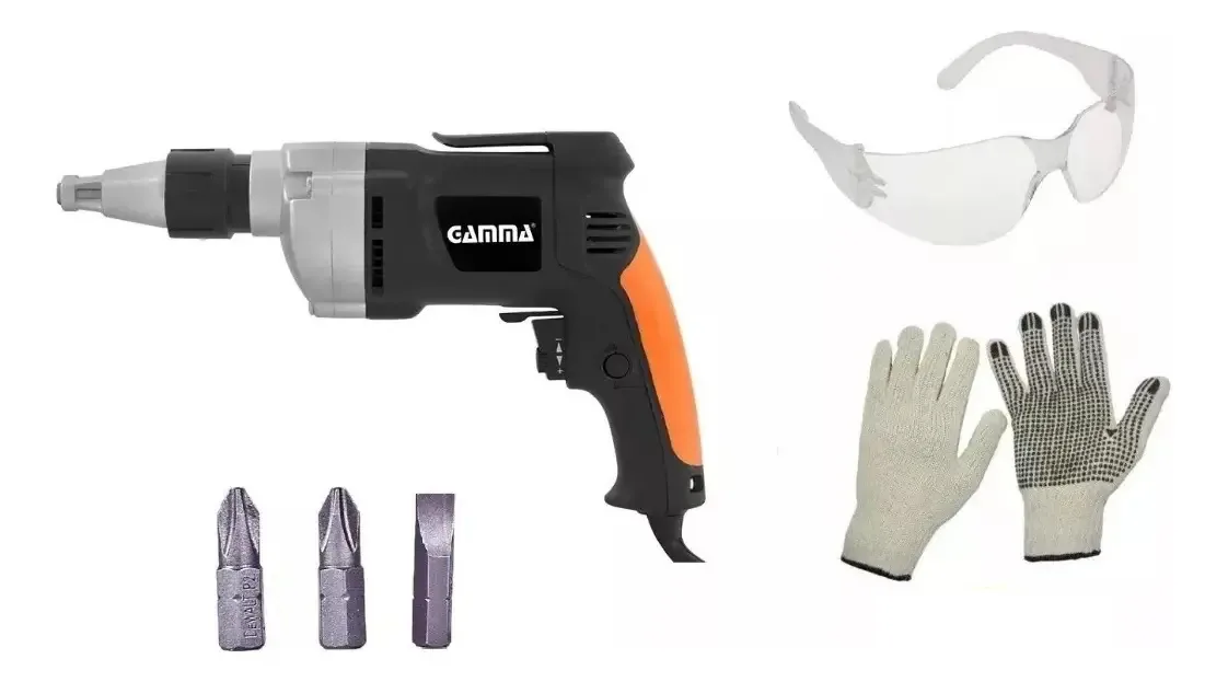 Parafusadeira Drywall 450w Gamma Luva & Oculos
