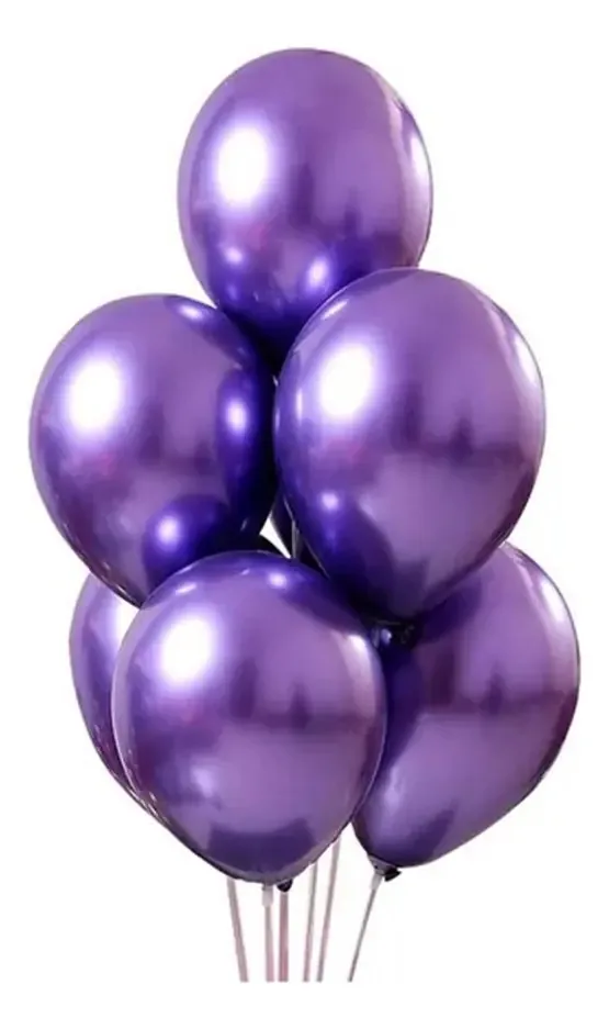 Balão látex Kaká festas E Variedades Balão Metalizado redonda violeta 9" - 25 unidades