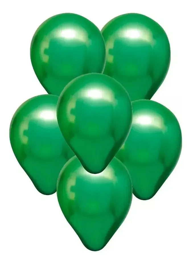 Balão látex Kaká festas E Variedades Balão Metalizado redonda verde 9" - 25 unidades
