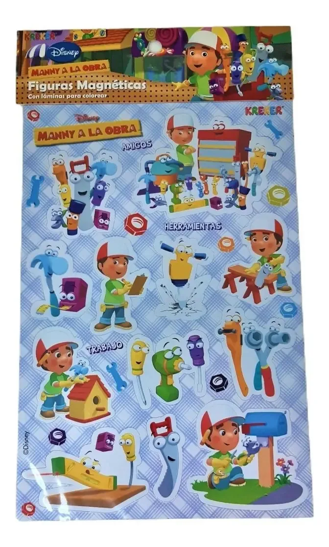 Figuras Manny To Work com ímãs - Kreker Art.115 em cores multicoloridas