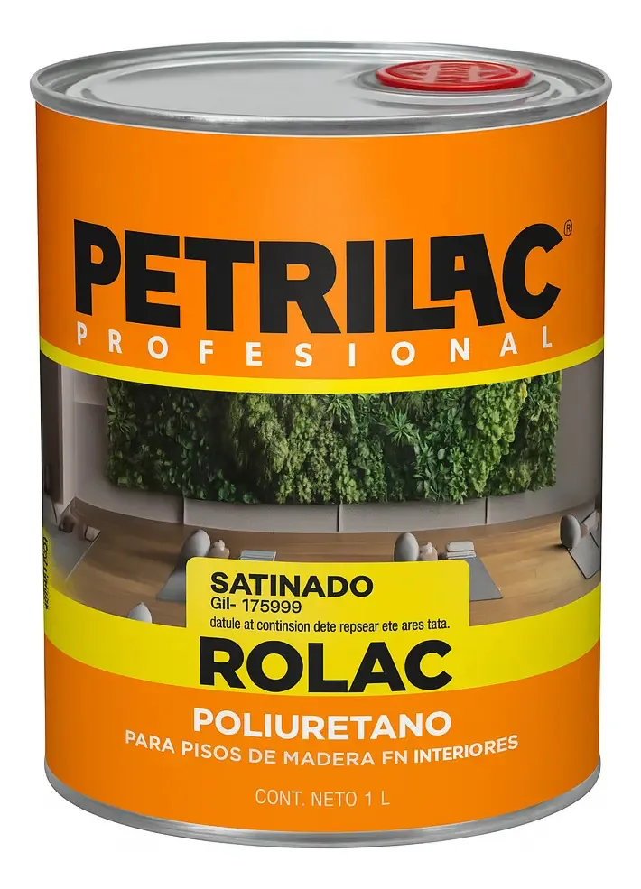 Plastificante de poliuretano Rolac Petrilac, pisos de madeira, acabamento acetinado de 1 litro