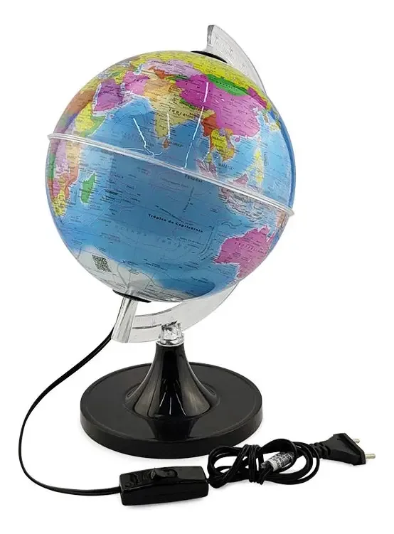 Kit Globo 21 Cm Rgb Com Mapa Brasil Mundi America Do Sul