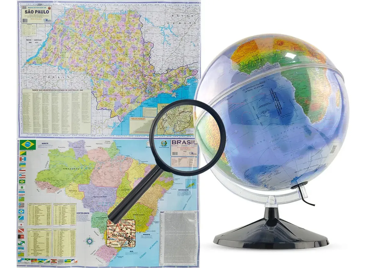 Globo Terrestre Mundi Libreria De Mesa Com Base Colo Preto E Azul A Cor Do Globo